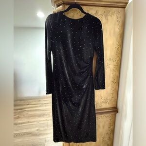 M&S Black Velvet Studded Rhinestone Midi Dress